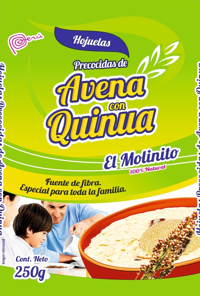 HOJUELAS PRECOCIDAS DE AVENA CON QUINUA X 0.250 KG EL MOLINITO 100% NATURAL